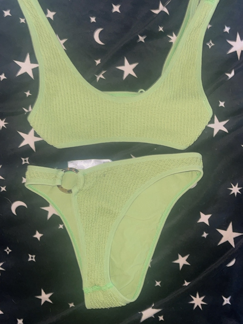 UO - Textured Lime Green Two-Piece Bikini Set - Size XS